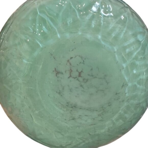 Embossed Green Glass Vase & Candle Holder Set Of 3 - Picture 9 of 11